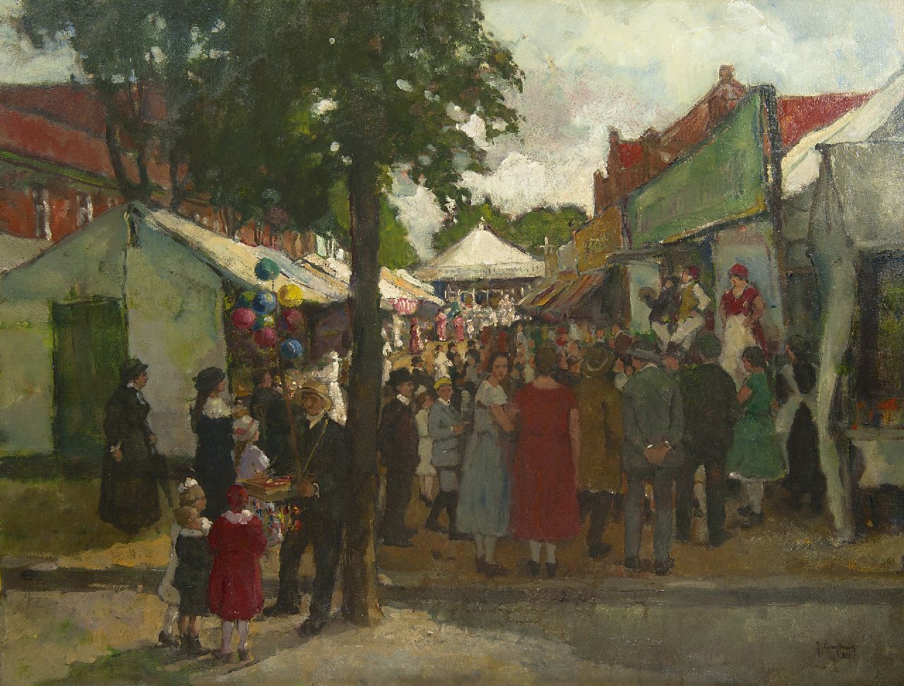 Creytens J. | Julien Creytens, Kermis in Oedt, Duitsland, olieverf op doek 79,0 x 102,3 cm, gesigneerd rechtsonder en gedateerd '24 Creytens J. | Julien Creytens, Kermis in Oedt, Duitsland, olieverf op doek 79,0 x 102,3 cm, gesigneerd rechtsonder en gedateerd '24