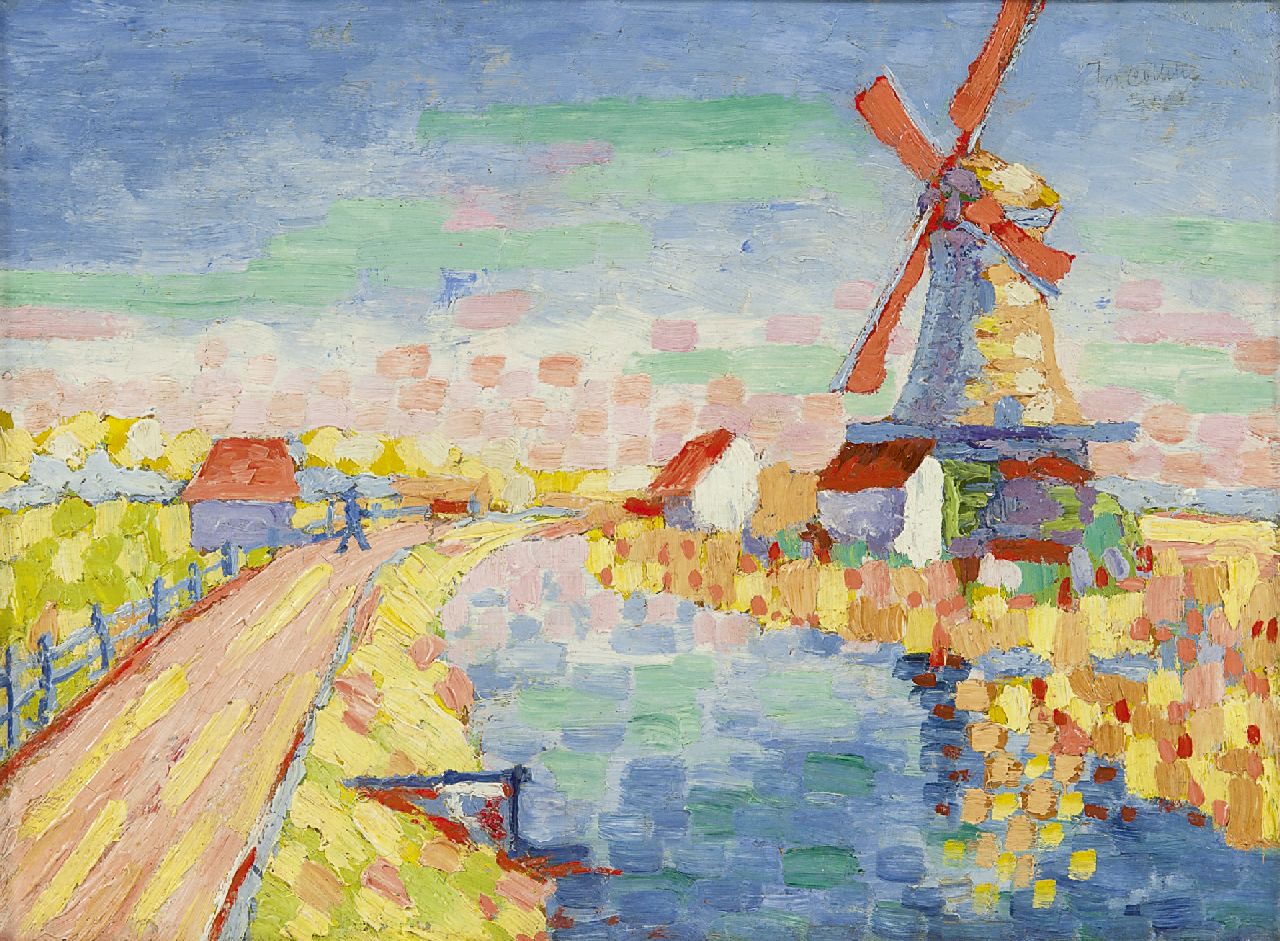 Collette J.N.C. | Johan Nicolaas Coenraad 'Joan' Collette, Molen bij het water, olieverf op doek op schildersboard 24,1 x 32,3 cm, gesigneerd rechtsboven Collette J.N.C. | Johan Nicolaas Coenraad 'Joan' Collette, Molen bij het water, olieverf op doek op schildersboard 24,1 x 32,3 cm, gesigneerd rechtsboven