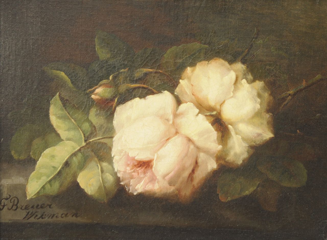 Breuer-Wikman F. | Frederika Breuer-Wikman, Rozen, olieverf op doek 27,3 x 36,5 cm, gesigneerd linksonder Breuer-Wikman F. | Frederika Breuer-Wikman, Rozen, olieverf op doek 27,3 x 36,5 cm, gesigneerd linksonder