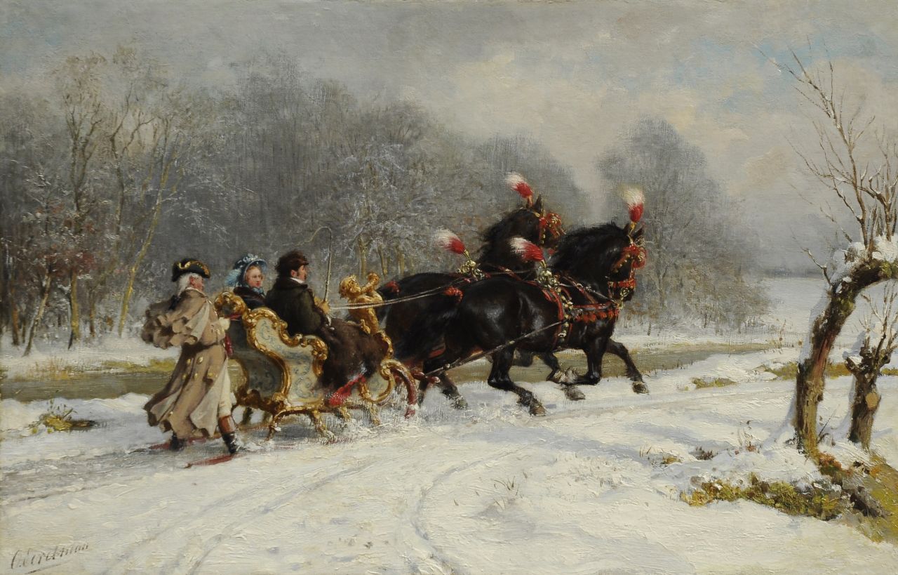 Eerelman O. | Otto Eerelman, Uit rijden in de arrenslee, olieverf op doek op board 52,3 x 80,7 cm, gesigneerd linksonder Eerelman O. | Otto Eerelman, Uit rijden in de arrenslee, olieverf op doek op board 52,3 x 80,7 cm, gesigneerd linksonder