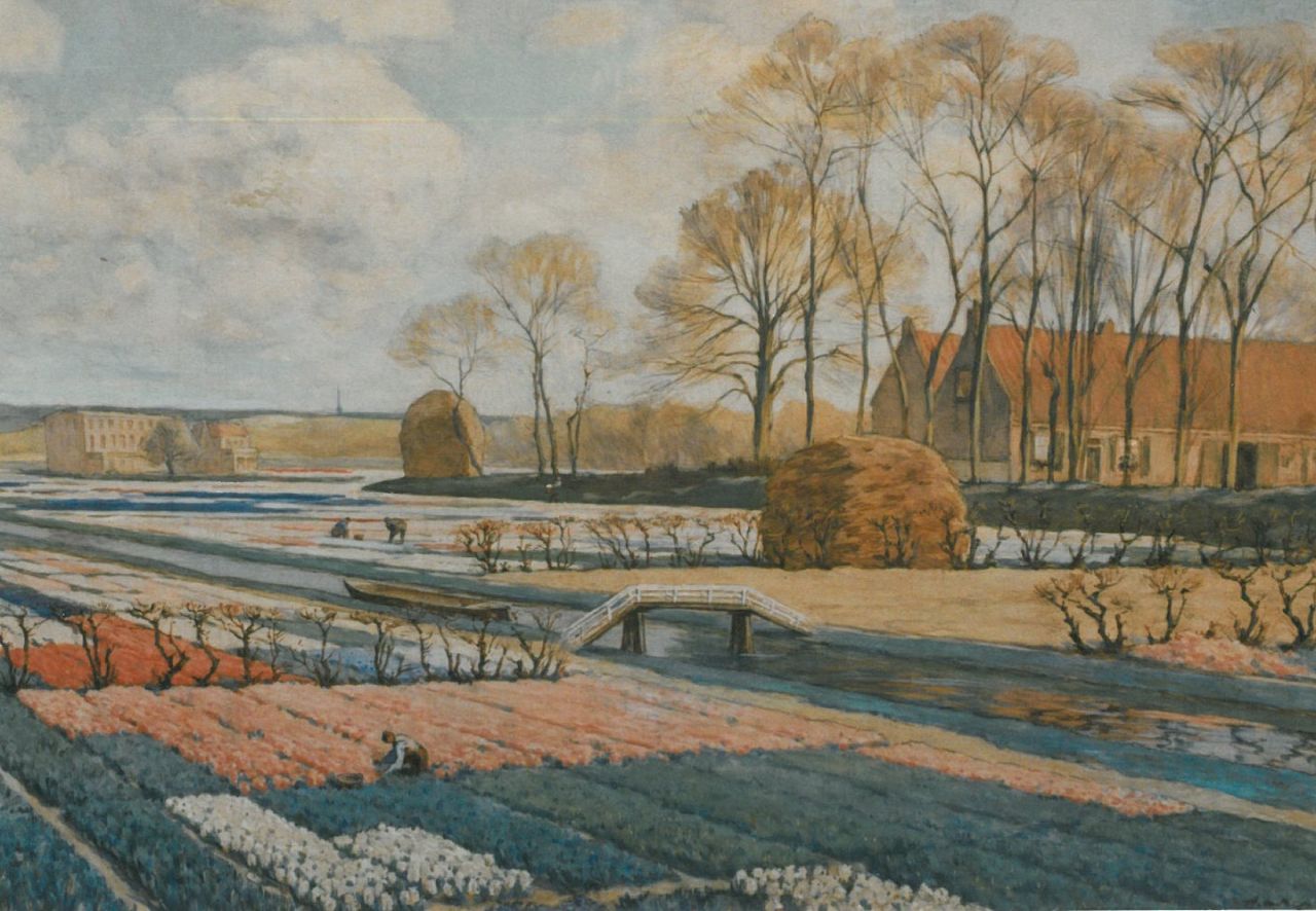 Koster A.L. | Anton Louis 'Anton' Koster, Bollenveld, aquarel op papier 62,5 x 92,0 cm, gesigneerd rechtsonder Koster A.L. | Anton Louis 'Anton' Koster, Bollenveld, aquarel op papier 62,5 x 92,0 cm, gesigneerd rechtsonder