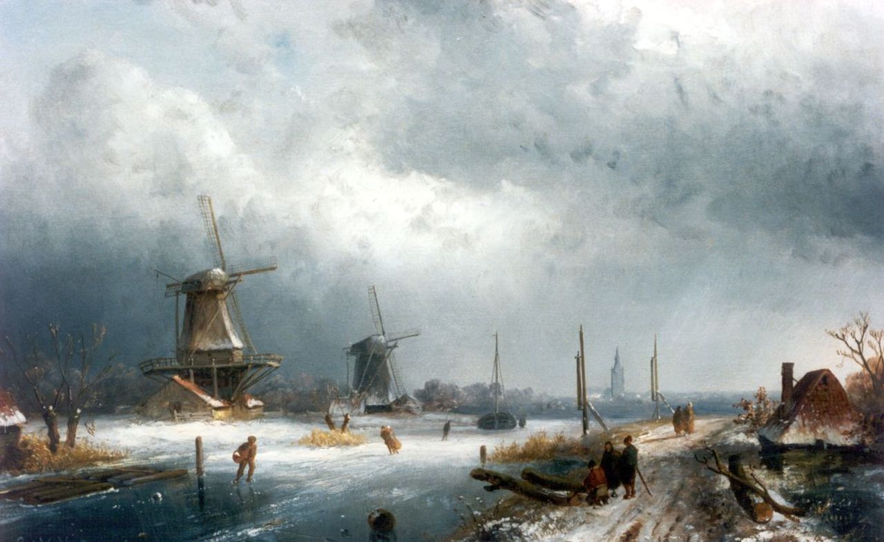 Leickert C.H.J. | 'Charles' Henri Joseph Leickert, Winter, olieverf op paneel 28,7 x 42,8 cm, gesigneerd linksonder Leickert C.H.J. | 'Charles' Henri Joseph Leickert, Winter, olieverf op paneel 28,7 x 42,8 cm, gesigneerd linksonder