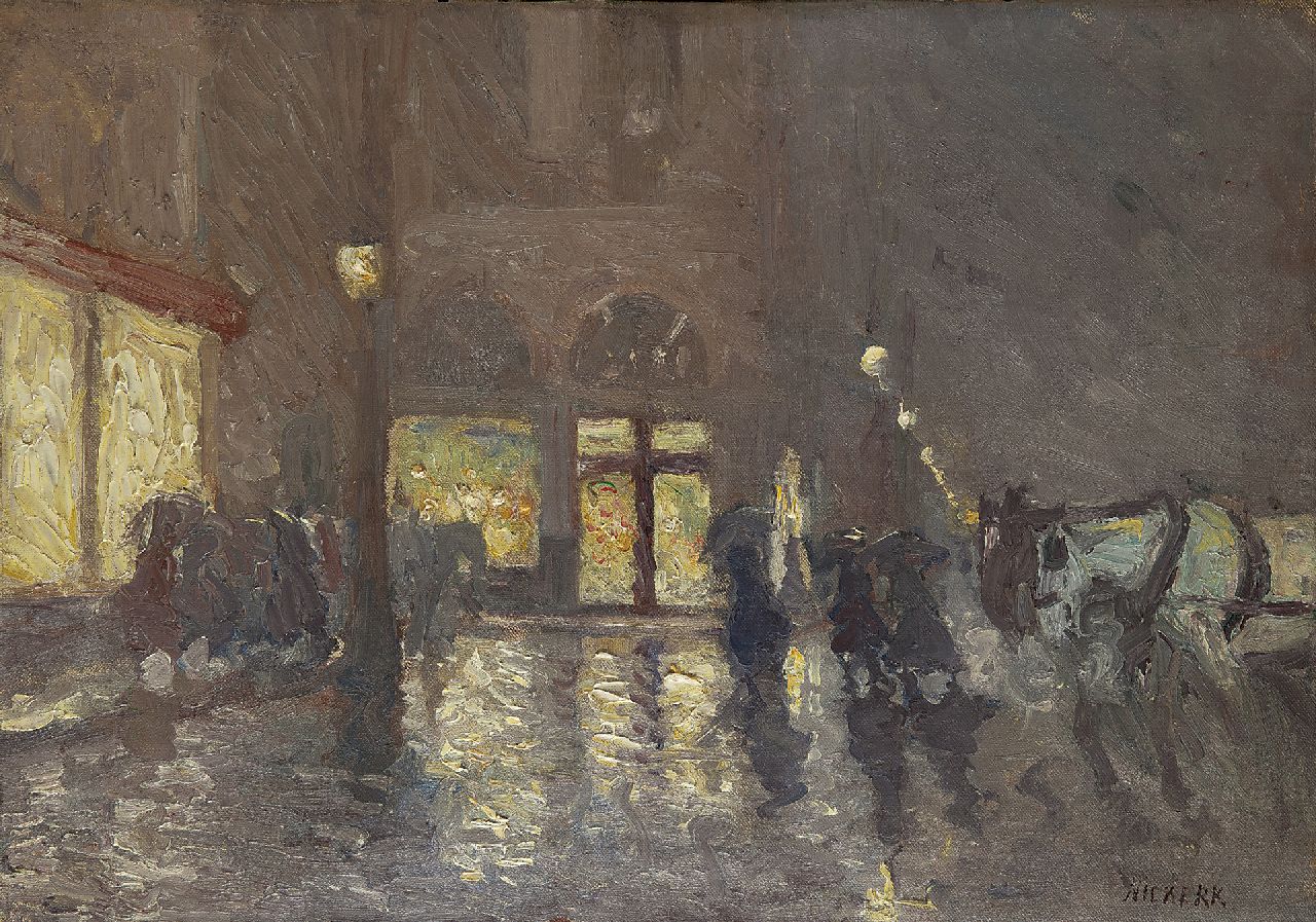 Maurits Niekerk | Avond in Brussel, olieverf op doek, 39,2 x 55,4 cm, gesigneerd r.o.