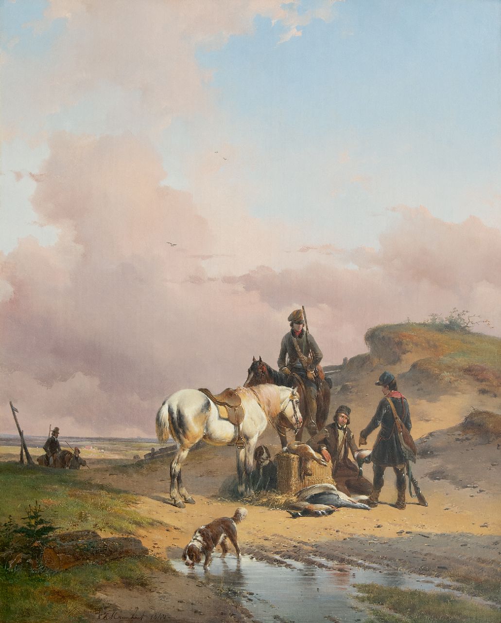 Moerenhout J.J. | Josephus Jodocus 'Joseph' Moerenhout | Schilderijen te koop aangeboden | Na de jacht, olieverf op doek 65,8 x 53,3 cm, gesigneerd links van het midden. en gedateerd 1840 Moerenhout J.J. | Josephus Jodocus 'Joseph' Moerenhout | Schilderijen te koop aangeboden | Na de jacht, olieverf op doek 65,8 x 53,3 cm, gesigneerd links van het midden. en gedateerd 1840
