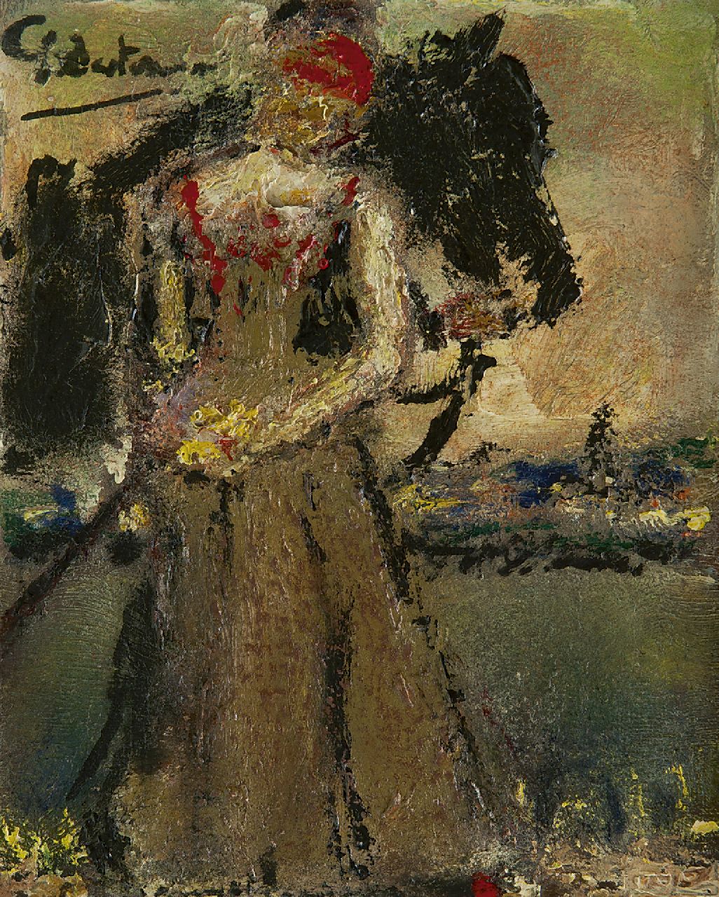 Westermann G.B.J. | Gerhardus Bernardus Josephus 'Gerard' Westermann | Schilderijen te koop aangeboden | Vrouw met paard, olieverf op paneel 18,1 x 14,9 cm, gesigneerd linksboven en zonder lijst Westermann G.B.J. | Gerhardus Bernardus Josephus 'Gerard' Westermann | Schilderijen te koop aangeboden | Vrouw met paard, olieverf op paneel 18,1 x 14,9 cm, gesigneerd linksboven en zonder lijst