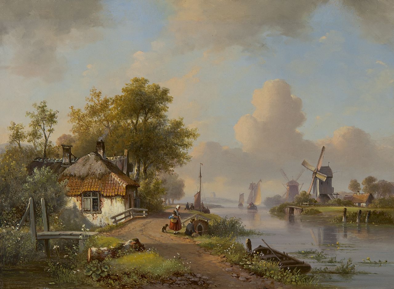Kleijn L.J. | Lodewijk Johannes Kleijn, Zomers riviergezicht, olieverf op paneel 34,8 x 47,2 cm Kleijn L.J. | Lodewijk Johannes Kleijn, Zomers riviergezicht, olieverf op paneel 34,8 x 47,2 cm