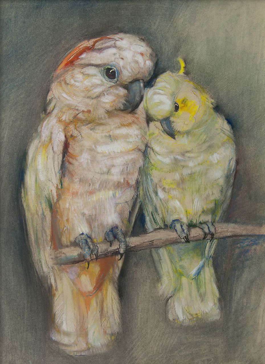 Pieneman J.H. | 'Johanna' Hendrika Pieneman, Twee kaketoes, pastel op papier 47,2 x 34,9 cm, gesigneerd rechtsonder Pieneman J.H. | 'Johanna' Hendrika Pieneman, Twee kaketoes, pastel op papier 47,2 x 34,9 cm, gesigneerd rechtsonder