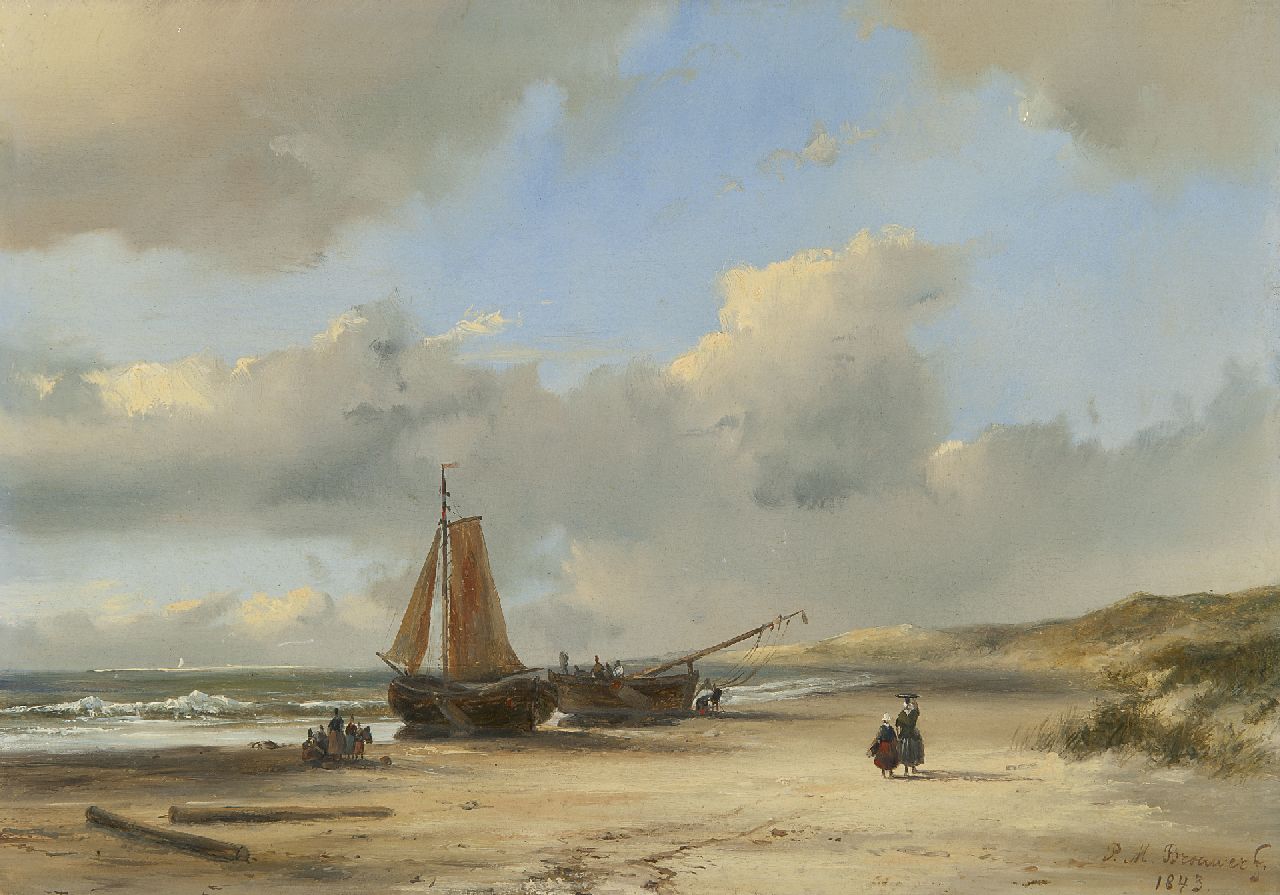 Brouwer P.M. | Petrus Marius Brouwer, Pinken op het strand, olieverf op paneel 21,2 x 30,2 cm, gesigneerd rechtsonder en gedateerd 1843 Brouwer P.M. | Petrus Marius Brouwer, Pinken op het strand, olieverf op paneel 21,2 x 30,2 cm, gesigneerd rechtsonder en gedateerd 1843