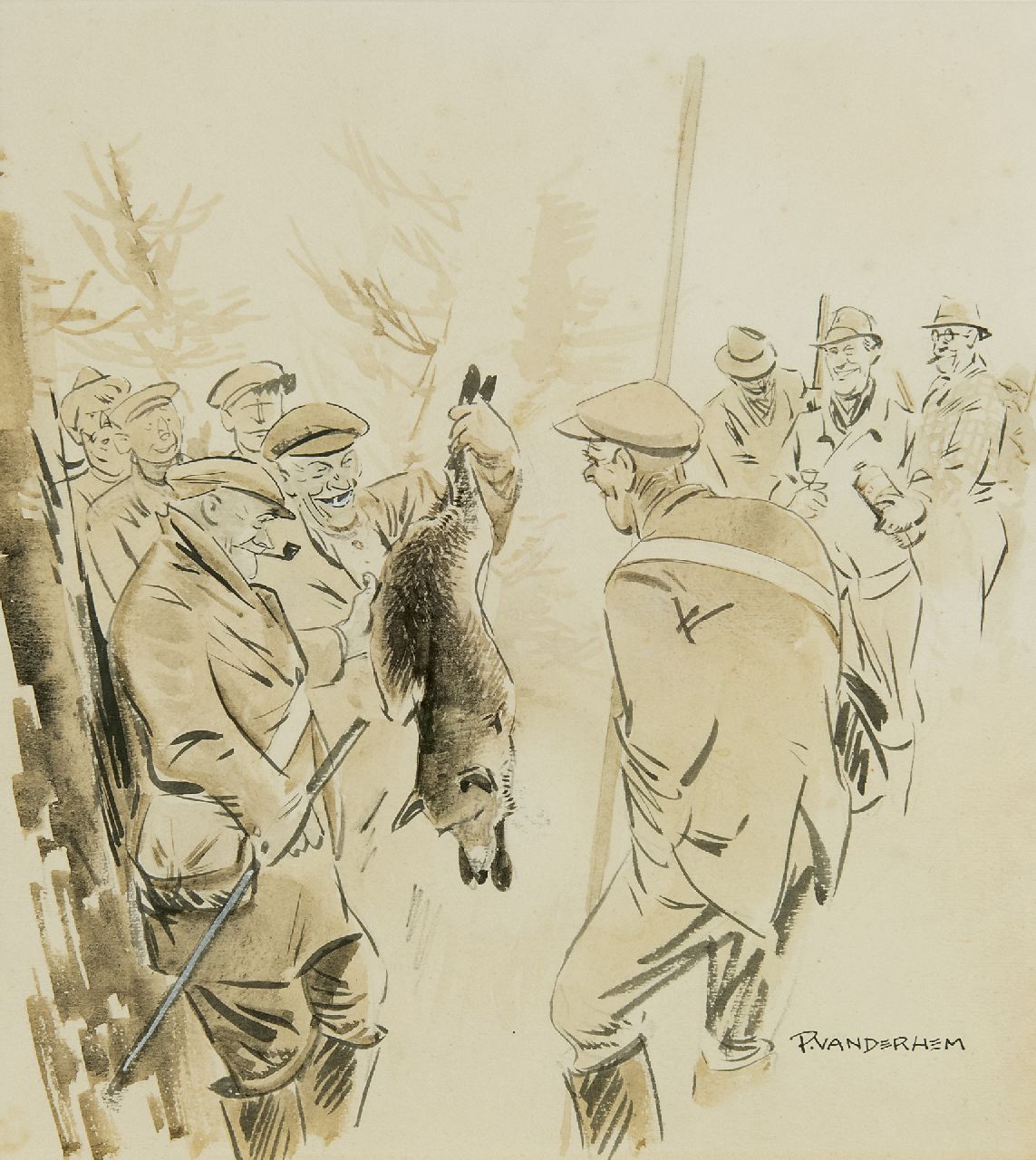 Hem P. van der | Pieter 'Piet' van der Hem, 'Een flinke jongen', pen, penseel en inkt op papier 23,6 x 21,6 cm, gesigneerd rechtsonder Hem P. van der | Pieter 'Piet' van der Hem, 'Een flinke jongen', pen, penseel en inkt op papier 23,6 x 21,6 cm, gesigneerd rechtsonder