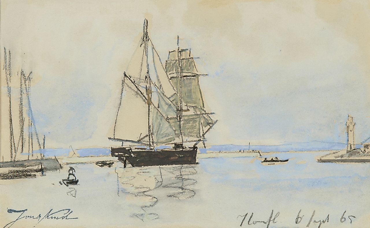 Jongkind J.B. | Johan Barthold Jongkind, De haven van Honfleur, krijt en gouache op papier 14,0 x 23,0 cm, gesigneerd linksonder met naamstempel en gedateerd 6 Sept. 65 Jongkind J.B. | Johan Barthold Jongkind, De haven van Honfleur, krijt en gouache op papier 14,0 x 23,0 cm, gesigneerd linksonder met naamstempel en gedateerd 6 Sept. 65