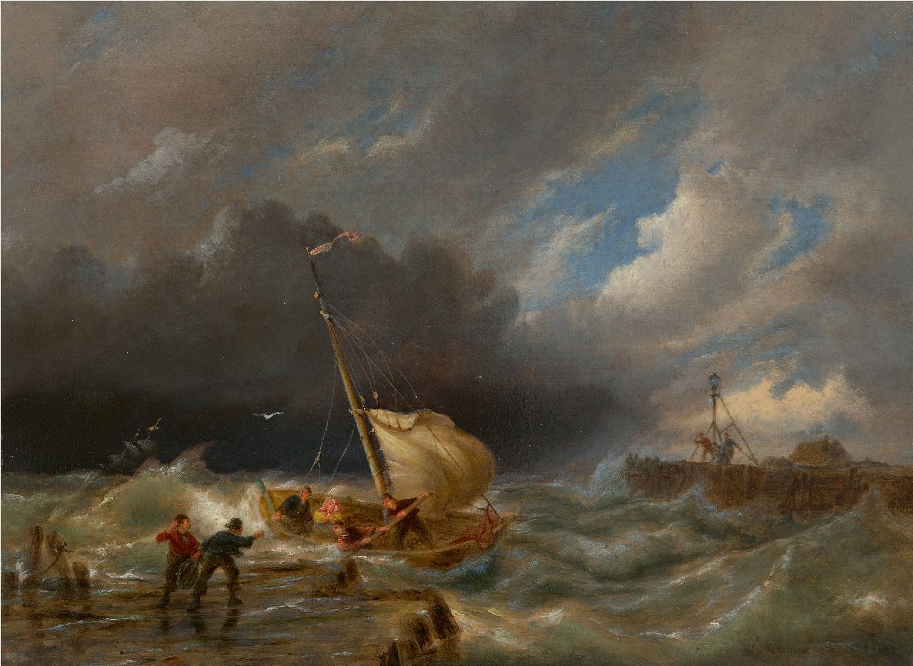 Dommershuijzen P.C. | Pieter Cornelis Dommershuijzen | Schilderijen te koop aangeboden | Kustgezicht bij Muiderberg bij storm, olieverf op paneel 30,2 x 40,6 cm, gesigneerd rechtsonder en gedateerd 1908, zonder lijst Dommershuijzen P.C. | Pieter Cornelis Dommershuijzen | Schilderijen te koop aangeboden | Kustgezicht bij Muiderberg bij storm, olieverf op paneel 30,2 x 40,6 cm, gesigneerd rechtsonder en gedateerd 1908, zonder lijst