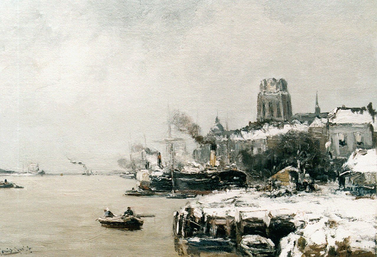 Apol L.F.H. | Lodewijk Franciscus Hendrik 'Louis' Apol, Gezicht op Dordrecht, olieverf op doek 44,7 x 60,0 cm, gesigneerd linksonder Apol L.F.H. | Lodewijk Franciscus Hendrik 'Louis' Apol, Gezicht op Dordrecht, olieverf op doek 44,7 x 60,0 cm, gesigneerd linksonder