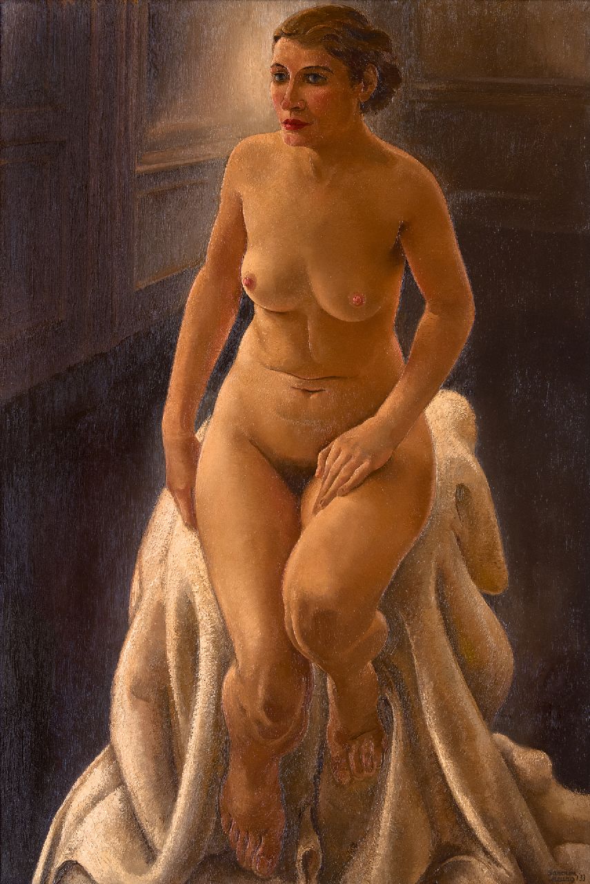 Meurs H.H.  | 'Harmen' Hermanus Meurs, Zittend naakt, olieverf op doek 116,6 x 81,6 cm, gesigneerd rechtsonder en gedateerd '33