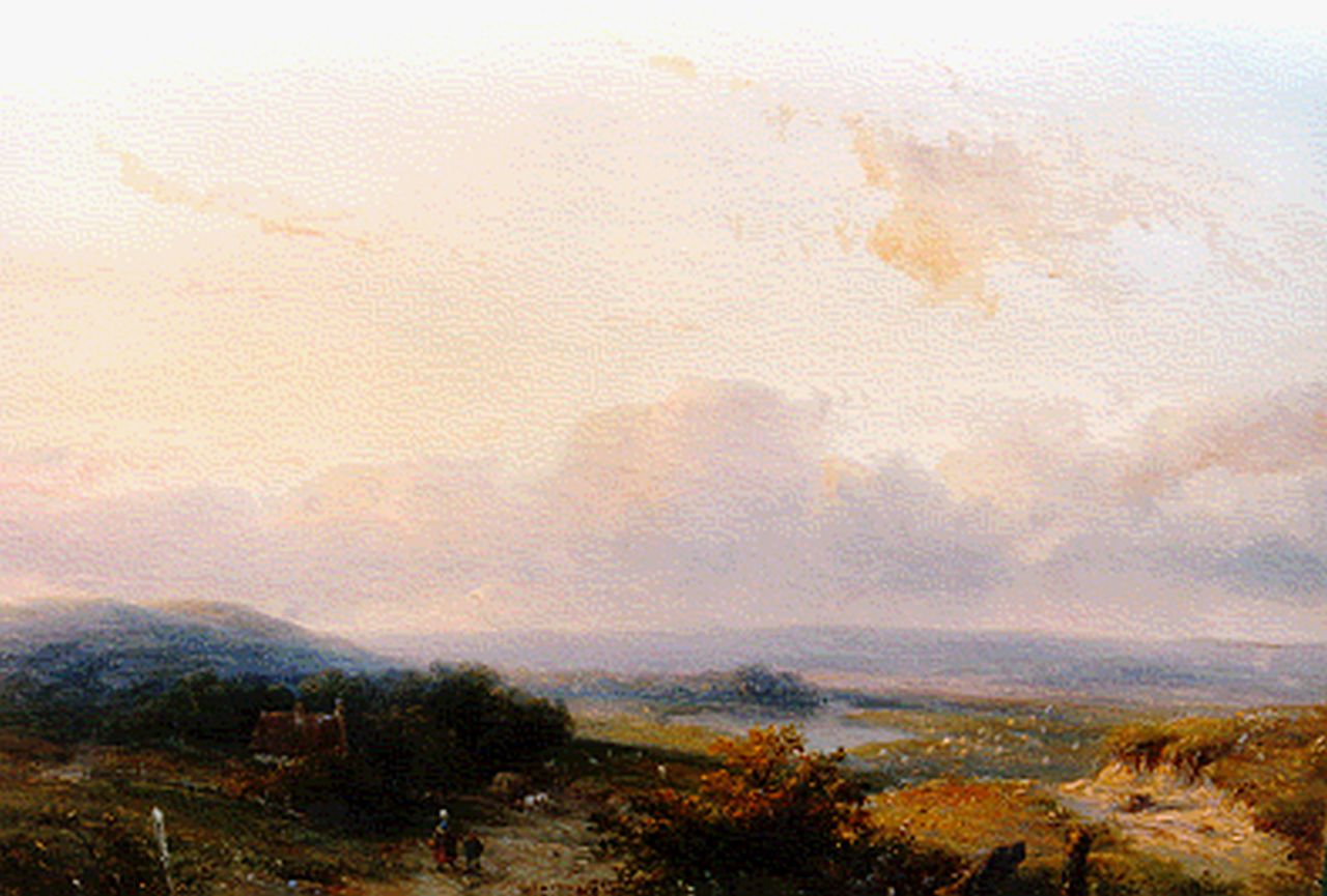 Hans J.G. | Josephus Gerardus Hans, Reizigers in panoramisch landschap, olieverf op paneel 30,0 x 40,5 cm, gesigneerd rechtsonder en gedateerd '48 Hans J.G. | Josephus Gerardus Hans, Reizigers in panoramisch landschap, olieverf op paneel 30,0 x 40,5 cm, gesigneerd rechtsonder en gedateerd '48