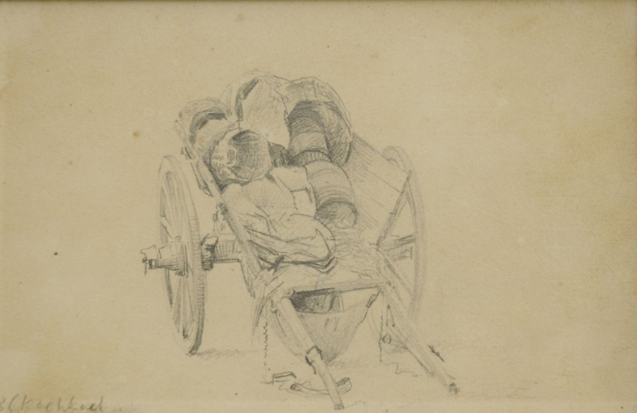 Koekkoek B.C.  | Barend Cornelis Koekkoek, Studie van een kar, krijt op papier 11,0 x 17,0 cm, gesigneerd linksonder