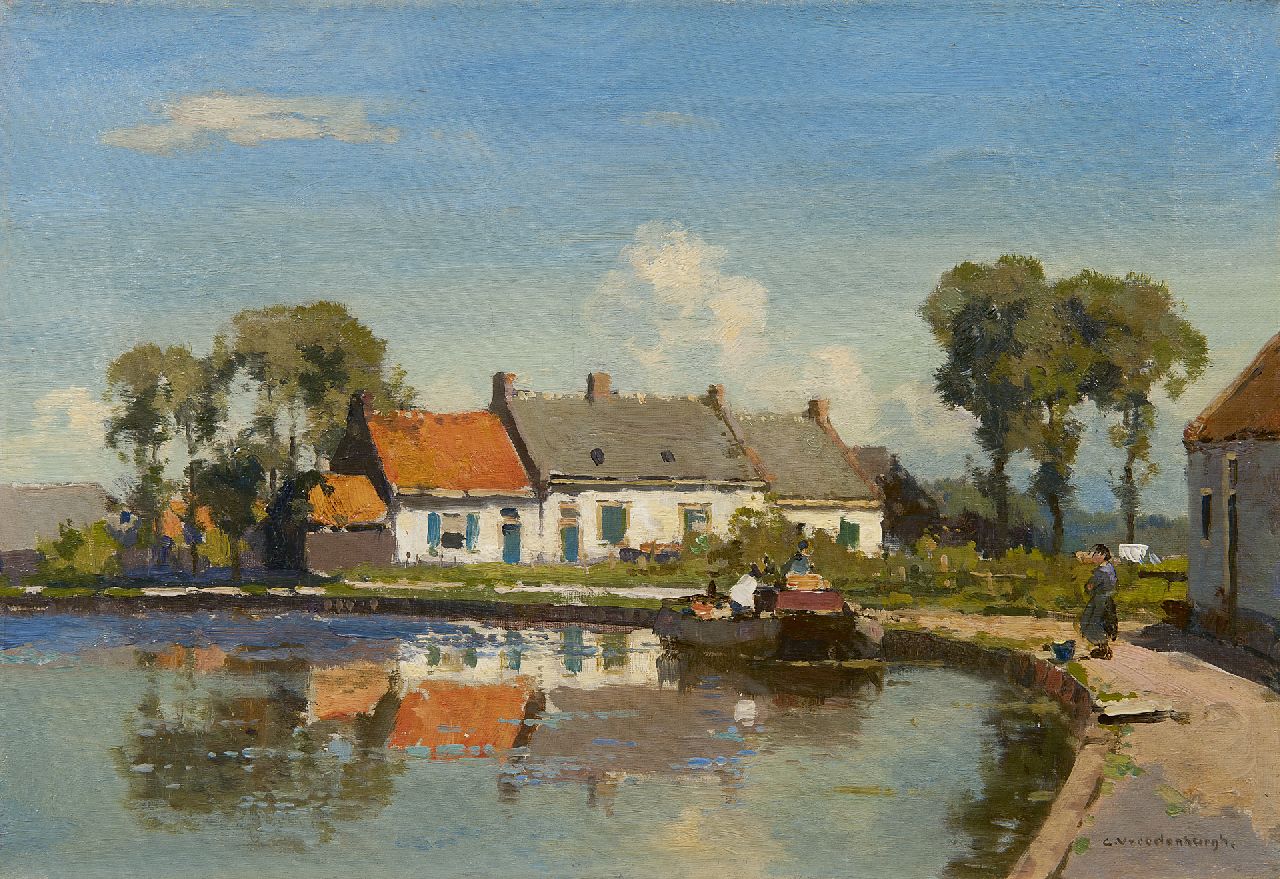 Vreedenburgh C. | Cornelis Vreedenburgh, Huizen in de bocht van een rivier, olieverf op doek 30,3 x 43,6 cm, gesigneerd rechtsonder Vreedenburgh C. | Cornelis Vreedenburgh, Huizen in de bocht van een rivier, olieverf op doek 30,3 x 43,6 cm, gesigneerd rechtsonder