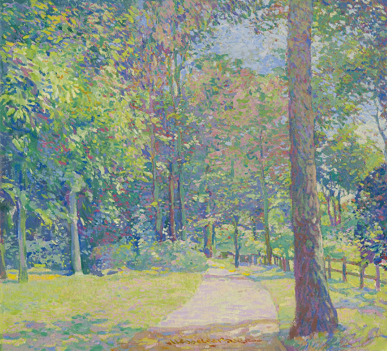 Boer H. de | Hessel de Boer, Zomerdag in het park, olieverf op doek 49,1 x 53,7 cm, gesigneerd middenonder Boer H. de | Hessel de Boer, Zomerdag in het park, olieverf op doek 49,1 x 53,7 cm, gesigneerd middenonder