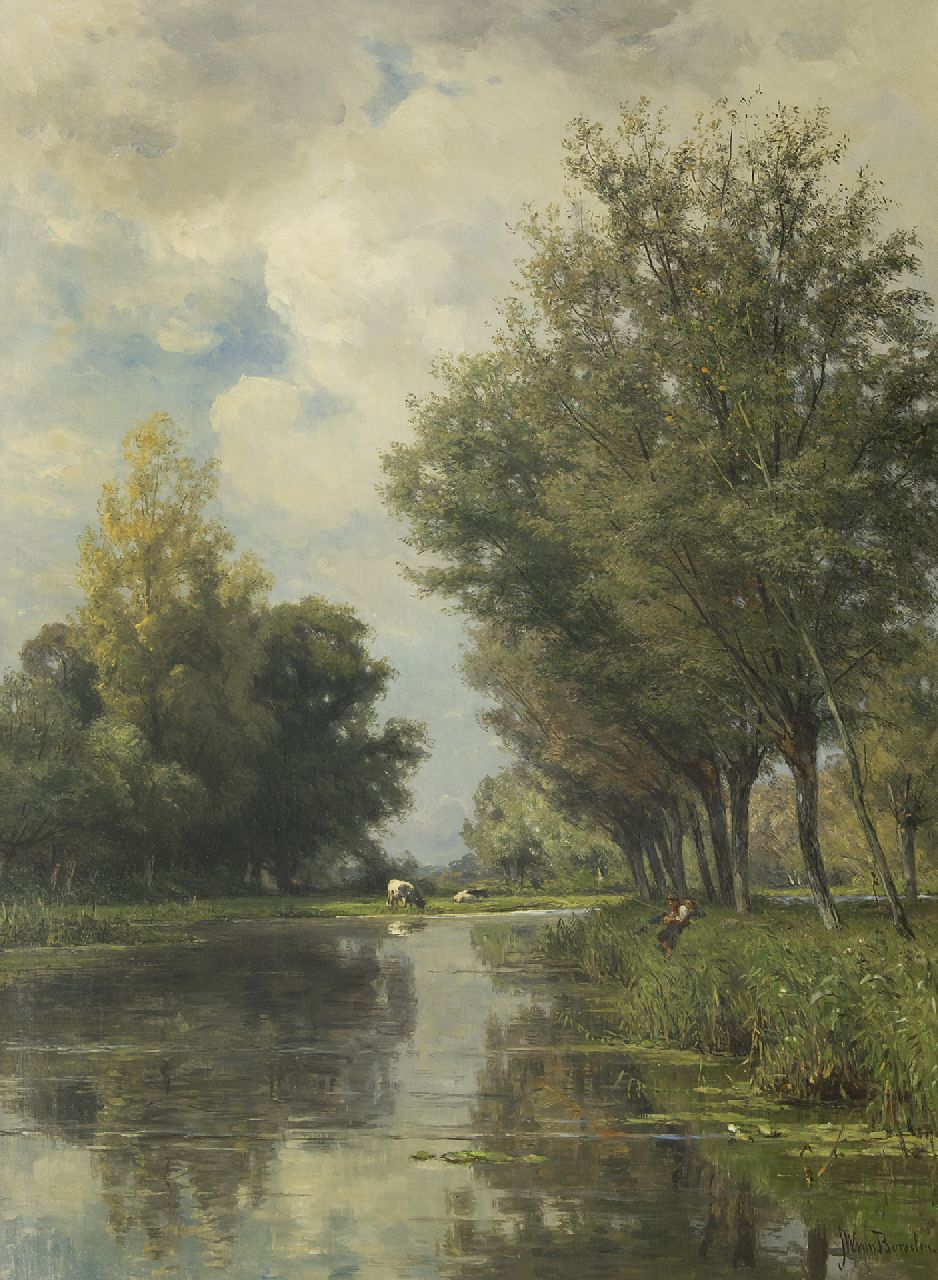 Borselen J.W. van | Jan Willem van Borselen, Zomers polderlandschap met hengelaars, olieverf op doek 100,1 x 73,0 cm, gesigneerd rechtsonder Borselen J.W. van | Jan Willem van Borselen, Zomers polderlandschap met hengelaars, olieverf op doek 100,1 x 73,0 cm, gesigneerd rechtsonder