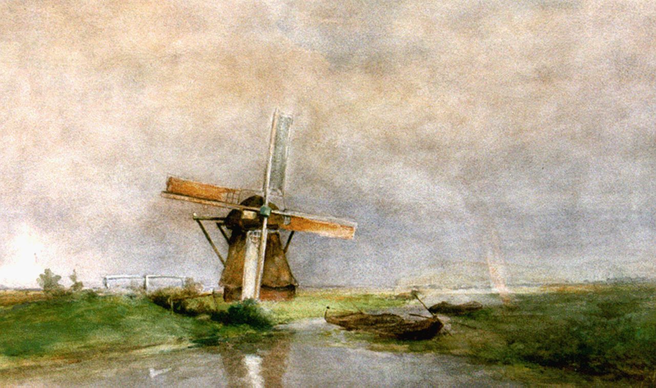Gabriel P.J.C. | Paul Joseph Constantin 'Constan(t)' Gabriel, Polderlandschap met regenboog, aquarel op papier 45,0 x 69,0 cm, gesigneerd linksonder Gabriel P.J.C. | Paul Joseph Constantin 'Constan(t)' Gabriel, Polderlandschap met regenboog, aquarel op papier 45,0 x 69,0 cm, gesigneerd linksonder