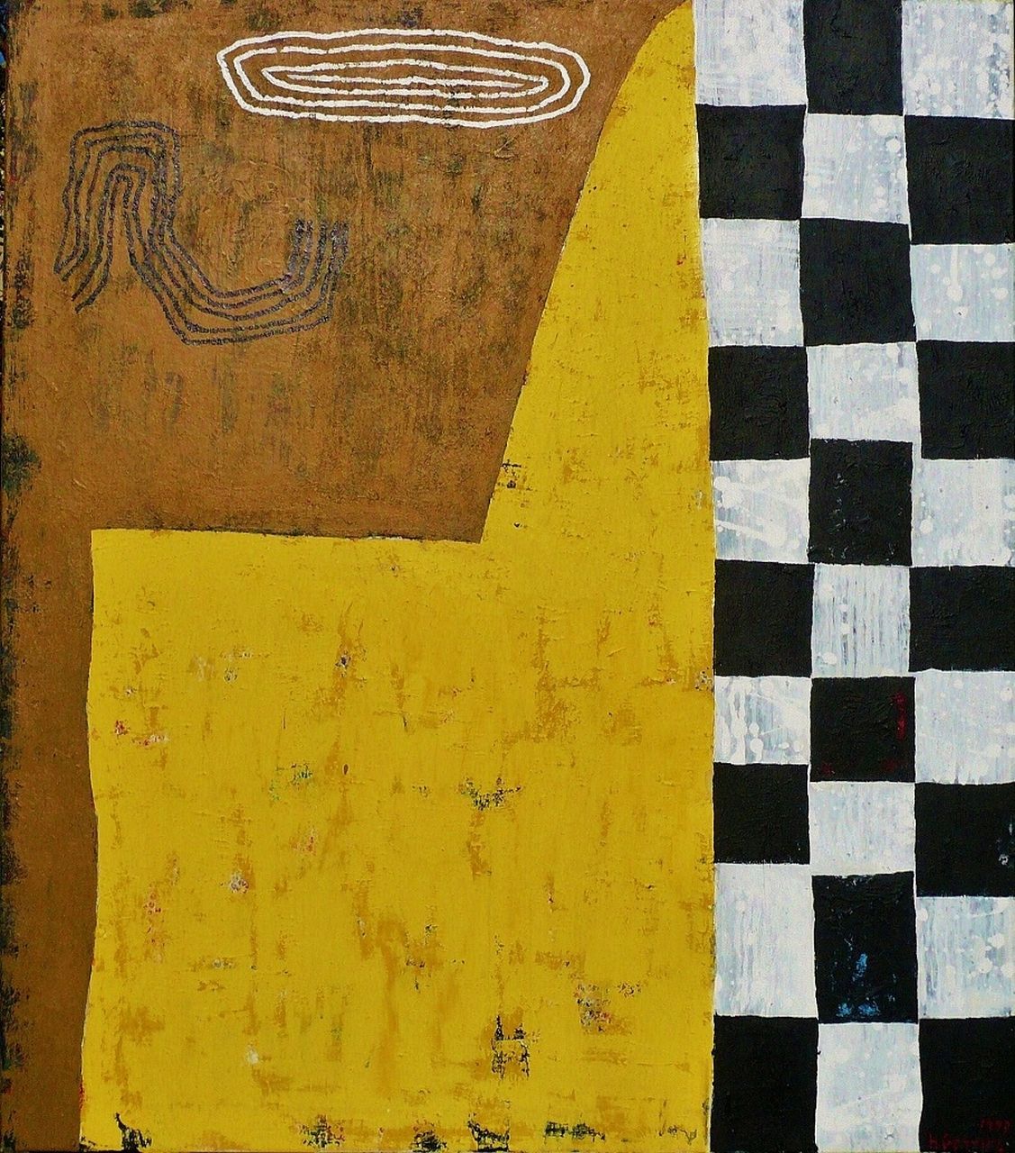 Gerritz H.A. | Hendrikus Antonius 'Harrie A' Gerritz Gerritz, Yellow chapel, olieverf op doek 160,0 x 140,0 cm, gesigneerd rechtsonder en gedateerd 1999 Gerritz H.A. | Hendrikus Antonius 'Harrie A' Gerritz Gerritz, Yellow chapel, olieverf op doek 160,0 x 140,0 cm, gesigneerd rechtsonder en gedateerd 1999