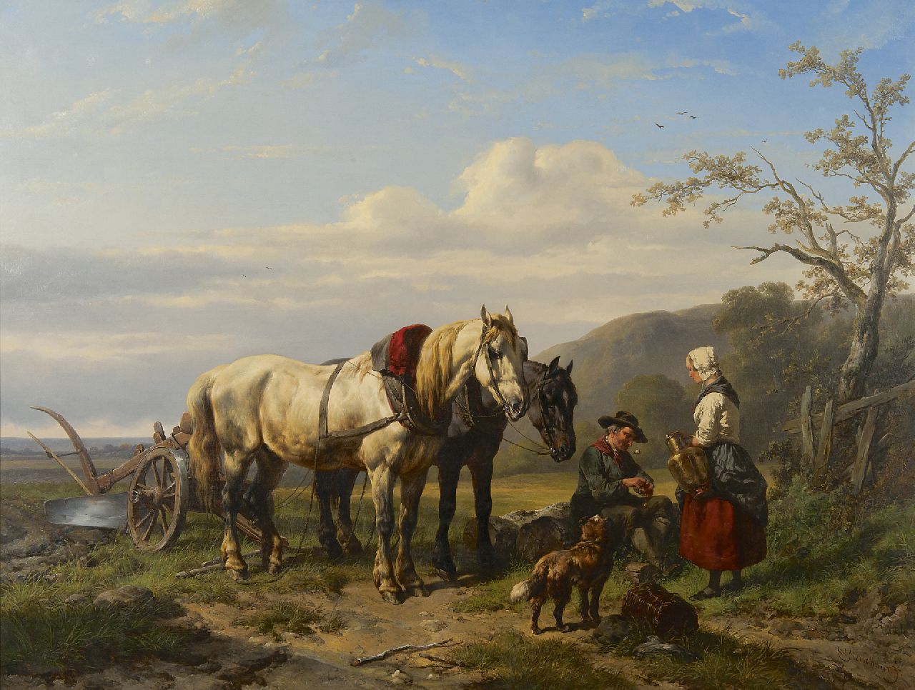 Verschuur W. | Wouterus Verschuur, De verfrissing, olieverf op doek 88,4 x 116,3 cm, gesigneerd rechtsonder en te dateren ca. 1855-1860 Verschuur W. | Wouterus Verschuur, De verfrissing, olieverf op doek 88,4 x 116,3 cm, gesigneerd rechtsonder en te dateren ca. 1855-1860