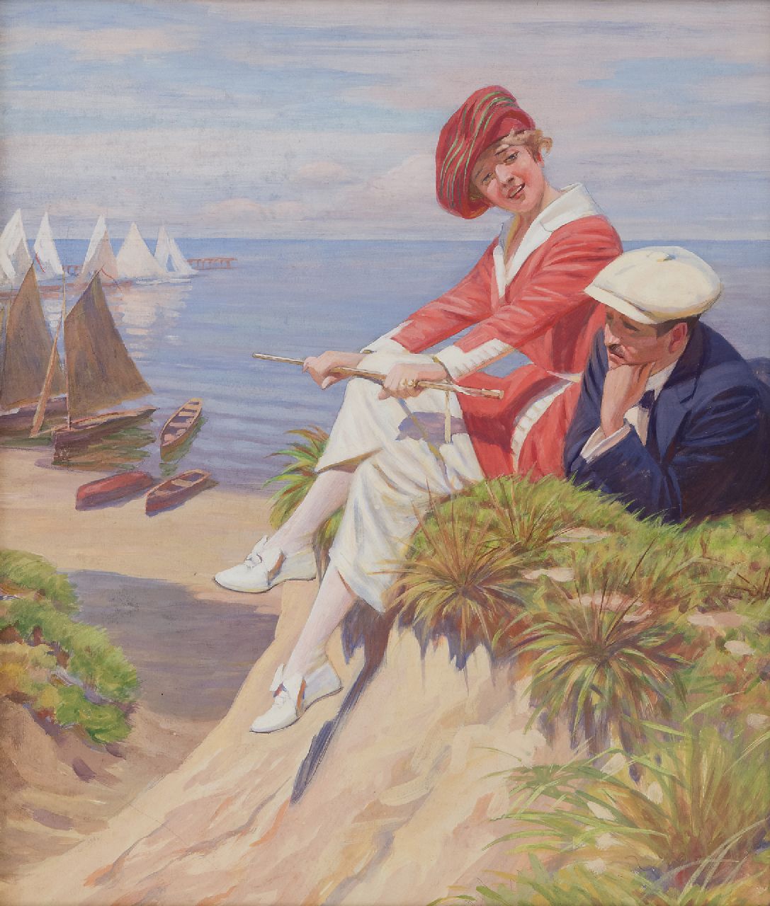 Köhler W. | Walter Köhler, Op het strand, gouache op papier 39,6 x 34,0 cm, te dateren ca. 1921 Köhler W. | Walter Köhler, Op het strand, gouache op papier 39,6 x 34,0 cm, te dateren ca. 1921