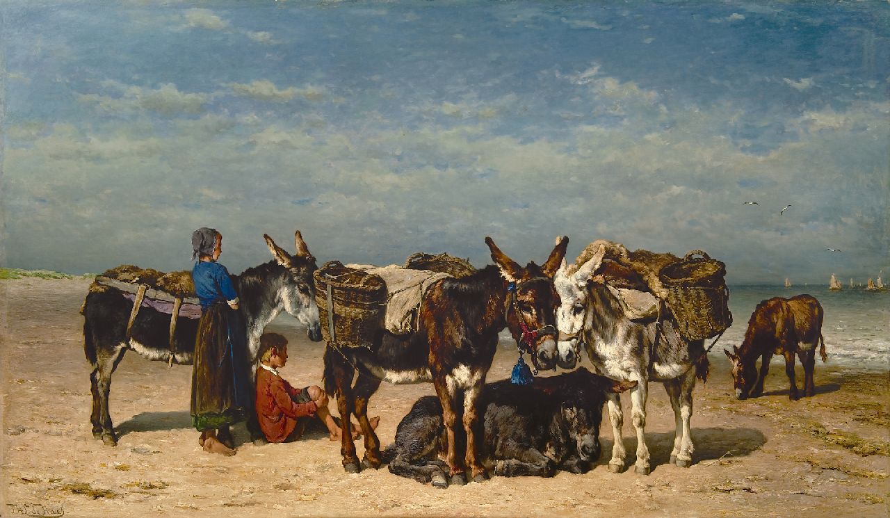Haas J.H.L. de | Johannes Hubertus Leonardus de Haas, Wachten op de vangst, olieverf op paneel 93,8 x 162,1 cm, gesigneerd linksonder
