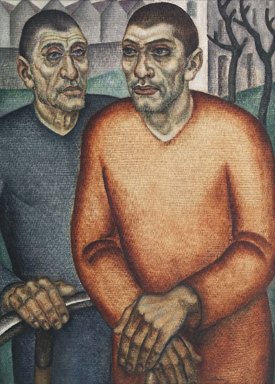 Franken J.P.J.  | Joannes Petrus Josephus 'Jan' Franken, De dwangarbeiders, olieverf op doek 69,5 x 95,1 cm, gesigneerd rechtsonder en gedateerd '28