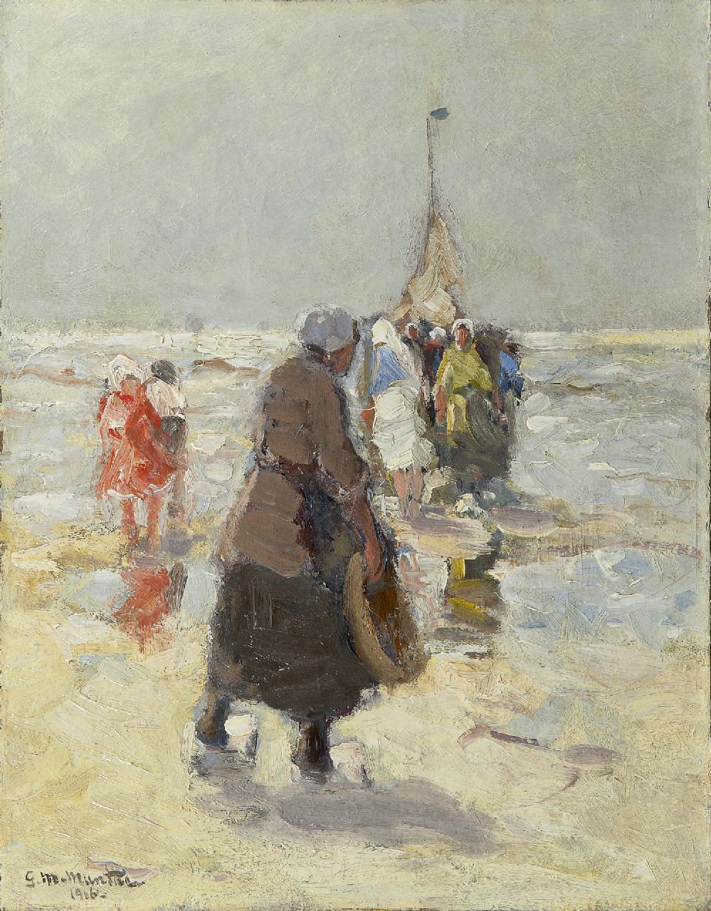 Munthe G.A.L.  | Gerhard Arij Ludwig 'Morgenstjerne' Munthe, Het ophalen van de vangst, olieverf op doek 51,7 x 40,5 cm, gesigneerd linksonder en gedateerd 1916