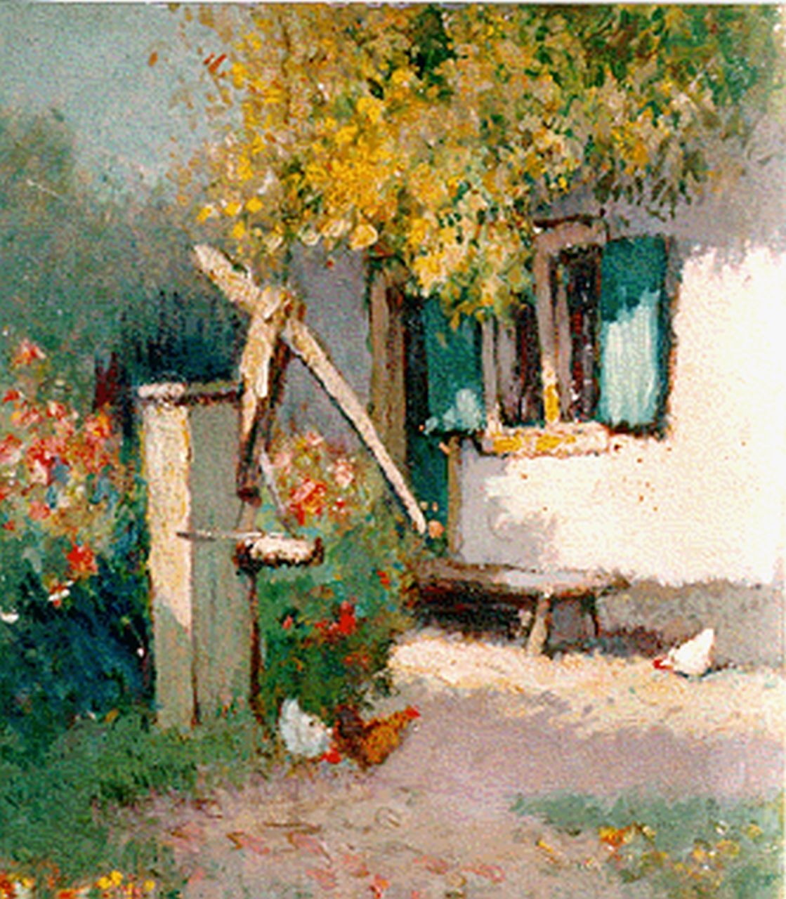 Knikker A.  | Aris Knikker, Bij de boerderij, gouache op board 30,0 x 24,0 cm, gesigneerd rechtsonder