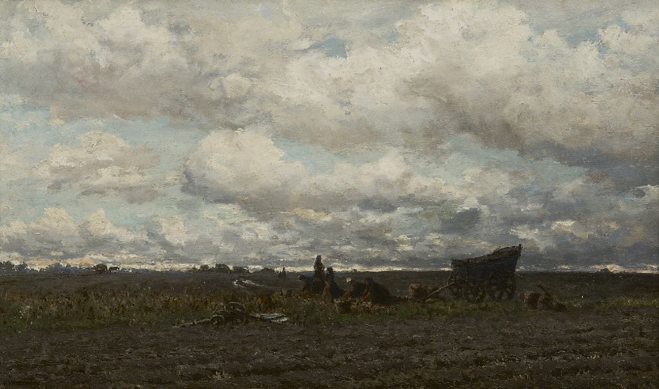 Mesdag H.W. | Hendrik Willem Mesdag, Aardappeloogst, Drenthe, olieverf op doek 48,3 x 78,3 cm, gesigneerd linksonder Mesdag H.W. | Hendrik Willem Mesdag, Aardappeloogst, Drenthe, olieverf op doek 48,3 x 78,3 cm, gesigneerd linksonder