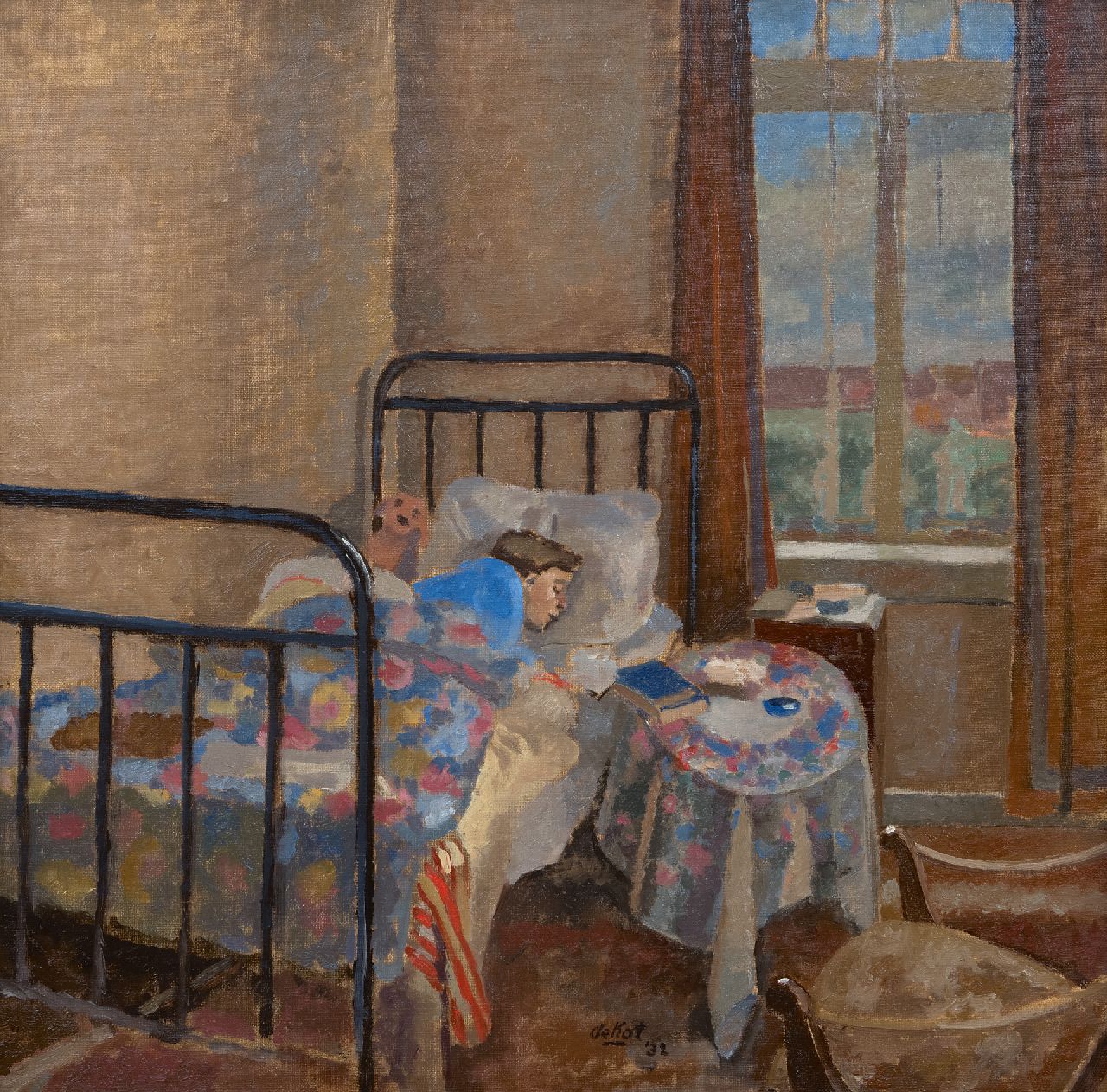 Otto B. de Kat | Hans van Zijl, de vrouw van de kunstenaar, rustend, olieverf op doek, 58,8 x 59,0 cm, gesigneerd m.o. en gedateerd '32 Otto B. de Kat | Hans van Zijl, de vrouw van de kunstenaar, rustend, olieverf op doek, 58,8 x 59,0 cm, gesigneerd m.o. en gedateerd '32