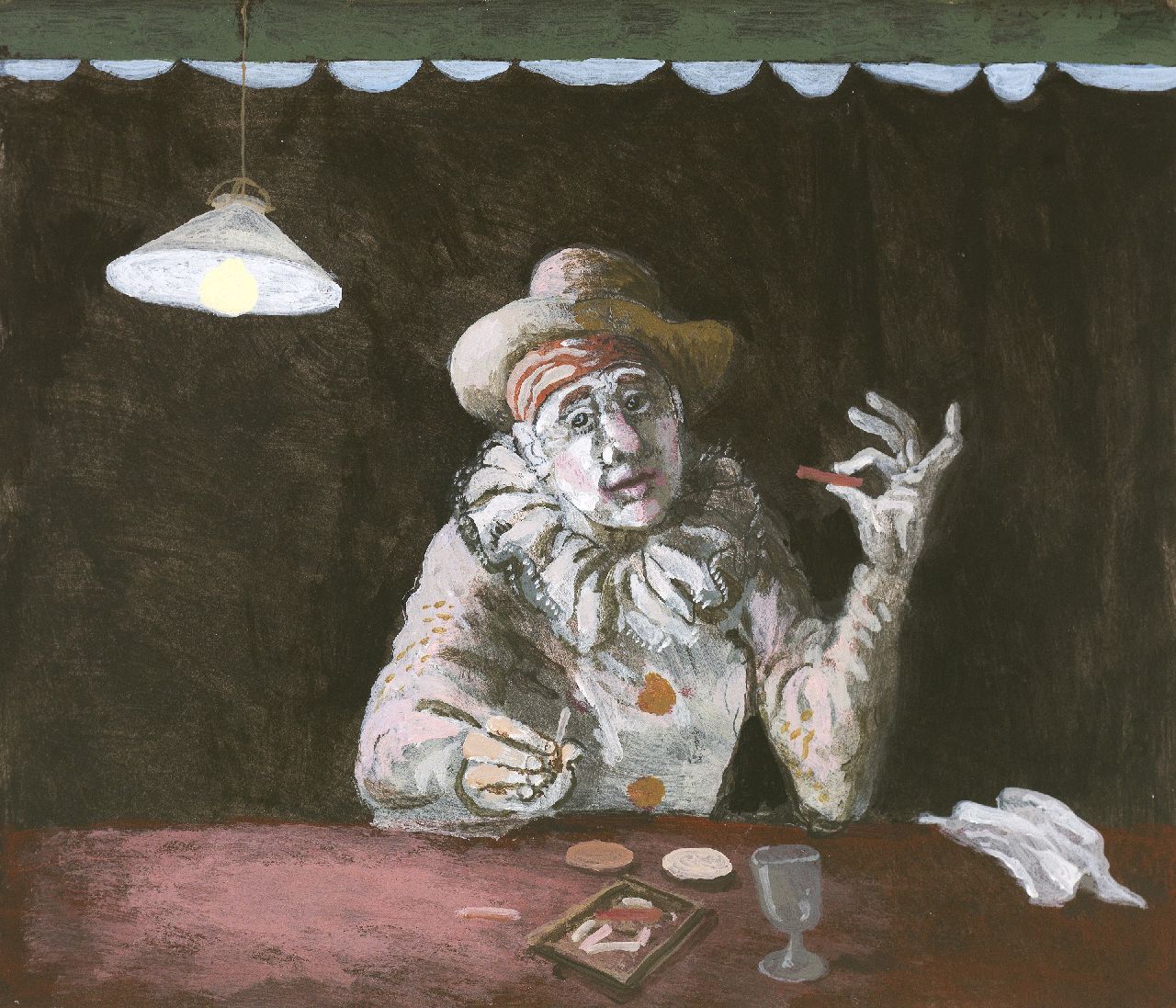 Berserik H. | Hermanus 'Herman' Berserik | Schilderijen te koop aangeboden | Comedia dell'Arte, acryl op board 19,0 x 23,5 cm, gesigneerd rechtsboven en gedateerd '92 Berserik H. | Hermanus 'Herman' Berserik | Schilderijen te koop aangeboden | Comedia dell'Arte, acryl op board 19,0 x 23,5 cm, gesigneerd rechtsboven en gedateerd '92