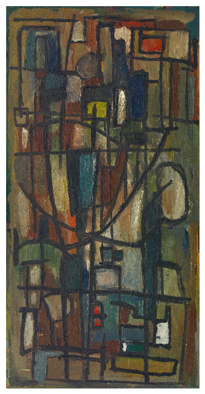 Snijders A.C. | Adrianus Cornelis 'Ad' Snijders, Plantsoen, olieverf op board 90,0 x 45,5 cm, gesigneerd rechtsonder en verso gedateerd 1956 Snijders A.C. | Adrianus Cornelis 'Ad' Snijders, Plantsoen, olieverf op board 90,0 x 45,5 cm, gesigneerd rechtsonder en verso gedateerd 1956