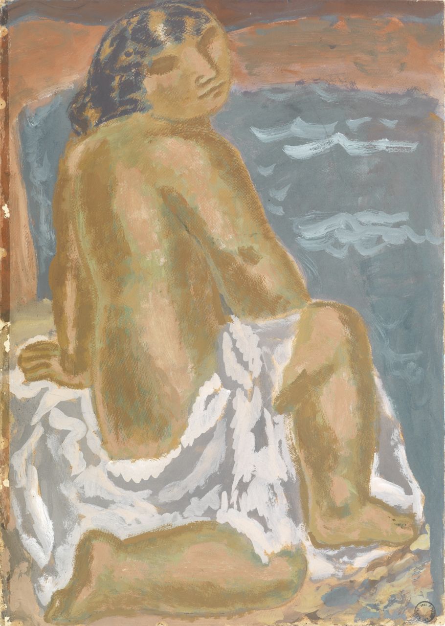 Gestel L. | Leendert 'Leo' Gestel, Vrouw op het strand, gouache op papier 72,7 x 51,9 cm, te dateren ca. 1930-1932 Gestel L. | Leendert 'Leo' Gestel, Vrouw op het strand, gouache op papier 72,7 x 51,9 cm, te dateren ca. 1930-1932