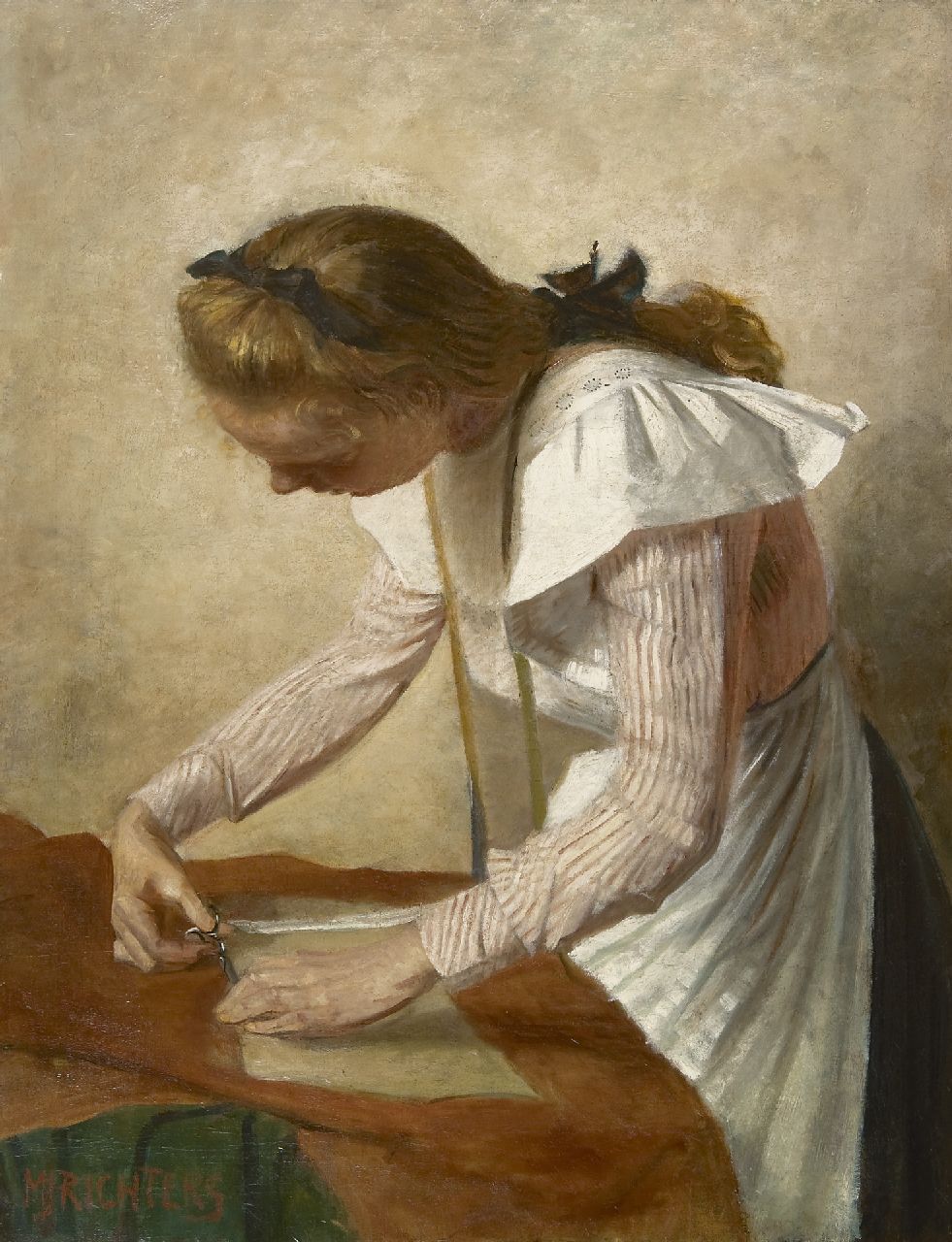 Richters M.J.  | 'Marius' Johannes Richters, Portret van Catharina, zuster van de schilder, olieverf op doek 93,4 x 71,2 cm, gesigneerd linksonder en verso en verso gedateerd 1901