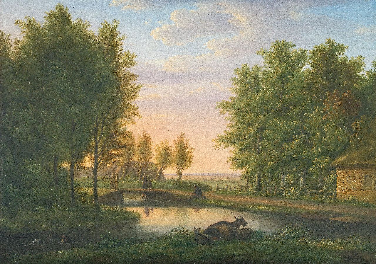 Jacob Kouwenhoven | Zomerlandschap, olieverf op paneel, 30,7 x 43,6 cm, gesigneerd r.o. met initialen Jacob Kouwenhoven | Zomerlandschap, olieverf op paneel, 30,7 x 43,6 cm, gesigneerd r.o. met initialen