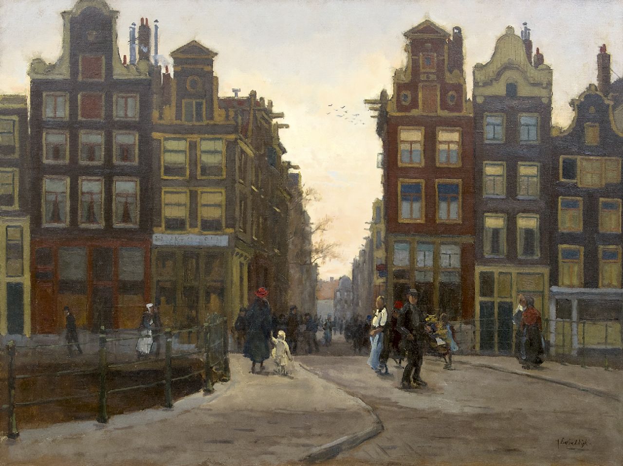 Bobeldijk F. | Felicien Bobeldijk, Gezicht op de Wijde Heisteeg vanaf de Heibrug, Amsterdam, olieverf op doek 60,2 x 80,2 cm, gesigneerd rechtsonder Bobeldijk F. | Felicien Bobeldijk, Gezicht op de Wijde Heisteeg vanaf de Heibrug, Amsterdam, olieverf op doek 60,2 x 80,2 cm, gesigneerd rechtsonder