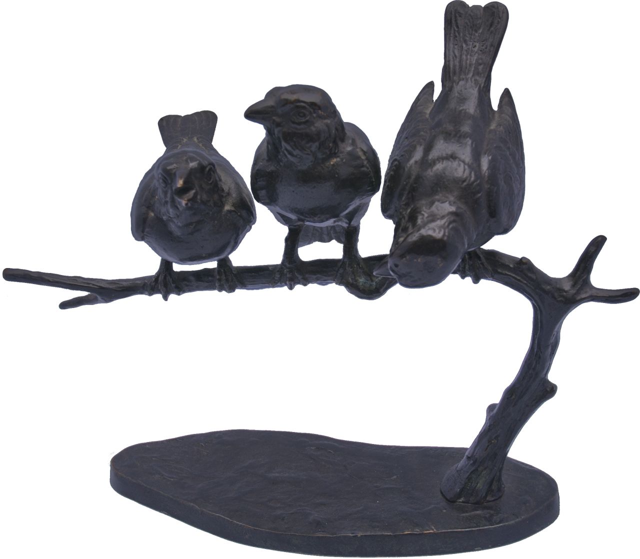 Robra W.C.  | Wilhelm Carl Robra, Vogels op een tak, zwart gepatineerd brons 19,3 x 23,8 cm, gesigneerd op basis