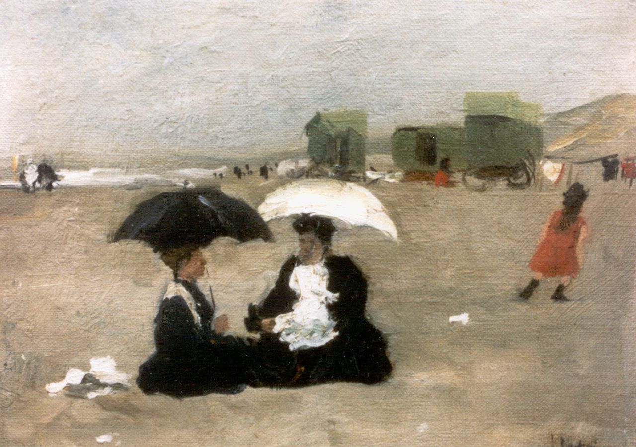 Arntzenius P.F.N.J. | Pieter Florentius Nicolaas Jacobus 'Floris' Arntzenius, Vrouwen op het strand, 1907, olieverf op doek op paneel 21,3 x 28,7 cm, gesigneerd rechtsonder Arntzenius P.F.N.J. | Pieter Florentius Nicolaas Jacobus 'Floris' Arntzenius, Vrouwen op het strand, 1907, olieverf op doek op paneel 21,3 x 28,7 cm, gesigneerd rechtsonder