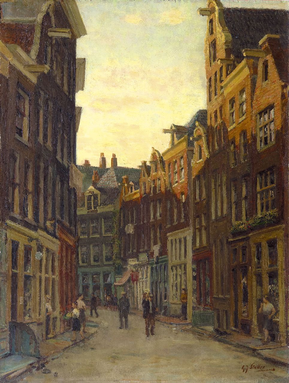 Staller G.J.  | Gerard Johan Staller | Schilderijen te koop aangeboden | De Zeedijk in Amsterdam, olieverf op paneel 47,7 x 35,7 cm, gesigneerd rechtsonder