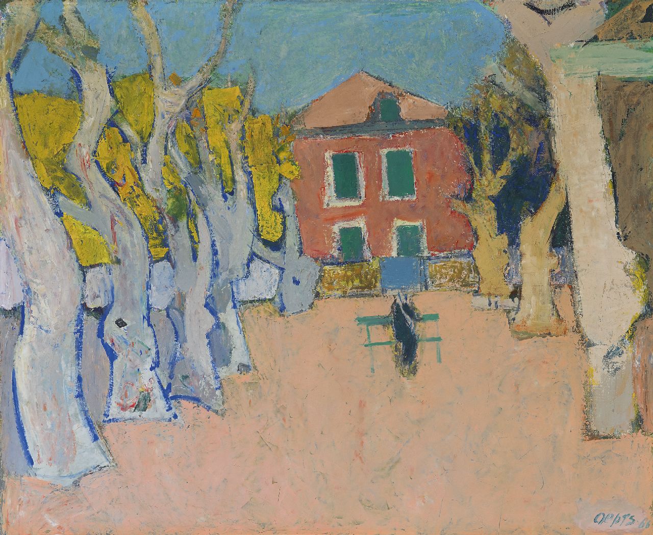 Oepts W.A.  | Willem Anthonie 'Wim' Oepts, Dorpsplein, olieverf op doek 54,1 x 65,0 cm, gesigneerd rechtsonder en gedateerd '66