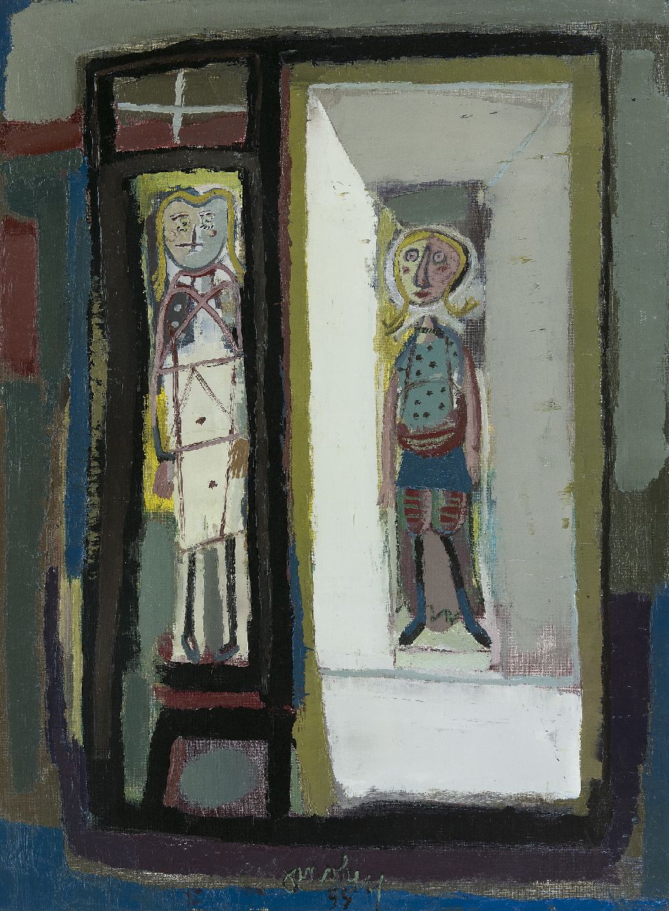 Heel J.J. van | Johannes Jacobus 'Jan' van Heel, Poppen, olieverf op doek 80,0 x 60,2 cm, gesigneerd middenonder en gedateerd '54 Heel J.J. van | Johannes Jacobus 'Jan' van Heel, Poppen, olieverf op doek 80,0 x 60,2 cm, gesigneerd middenonder en gedateerd '54