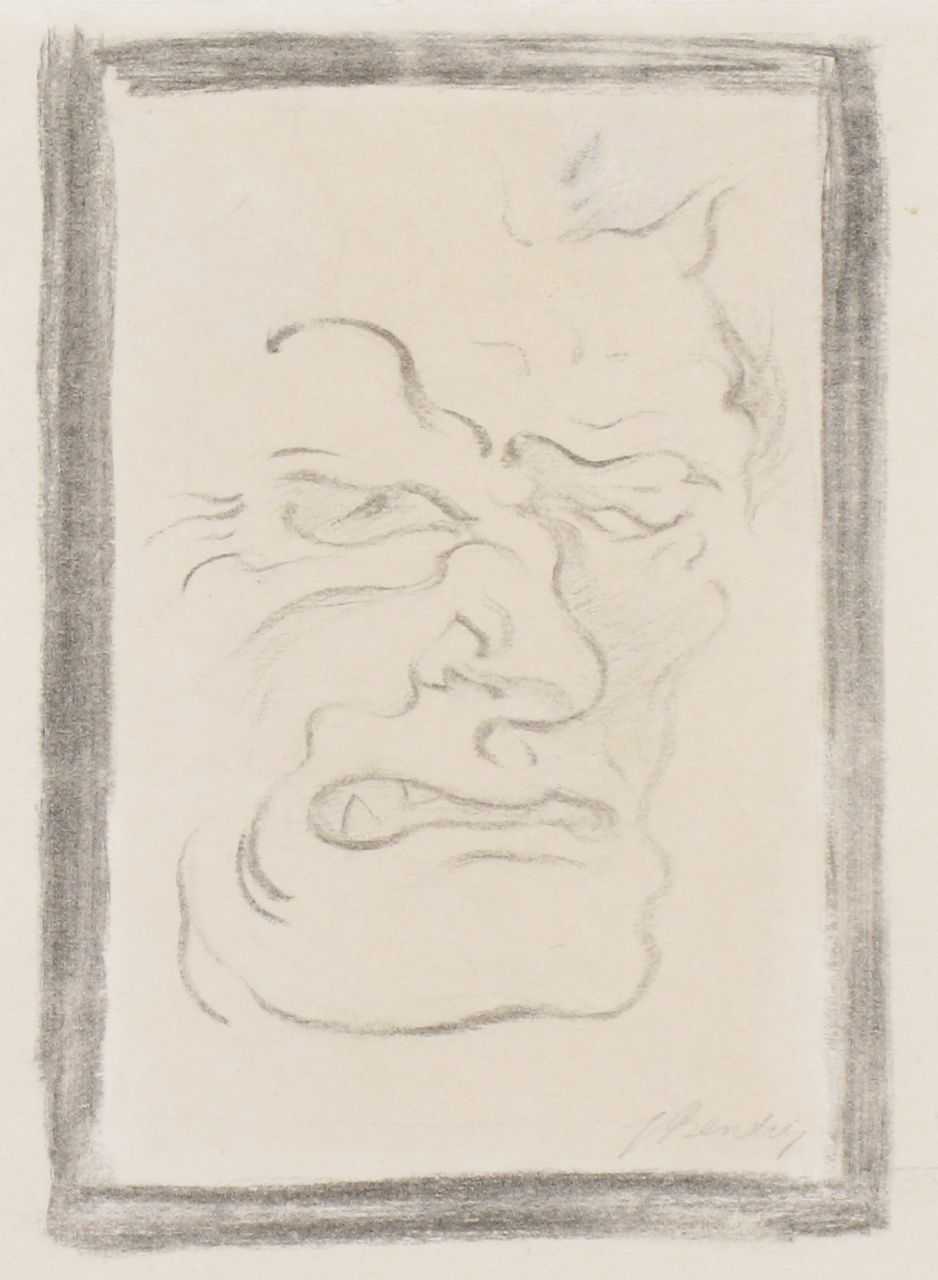 Bendien J. | Jacob Bendien, Kwaad gezicht, tekening op papier 17,0 x 12,0 cm Bendien J. | Jacob Bendien, Kwaad gezicht, tekening op papier 17,0 x 12,0 cm