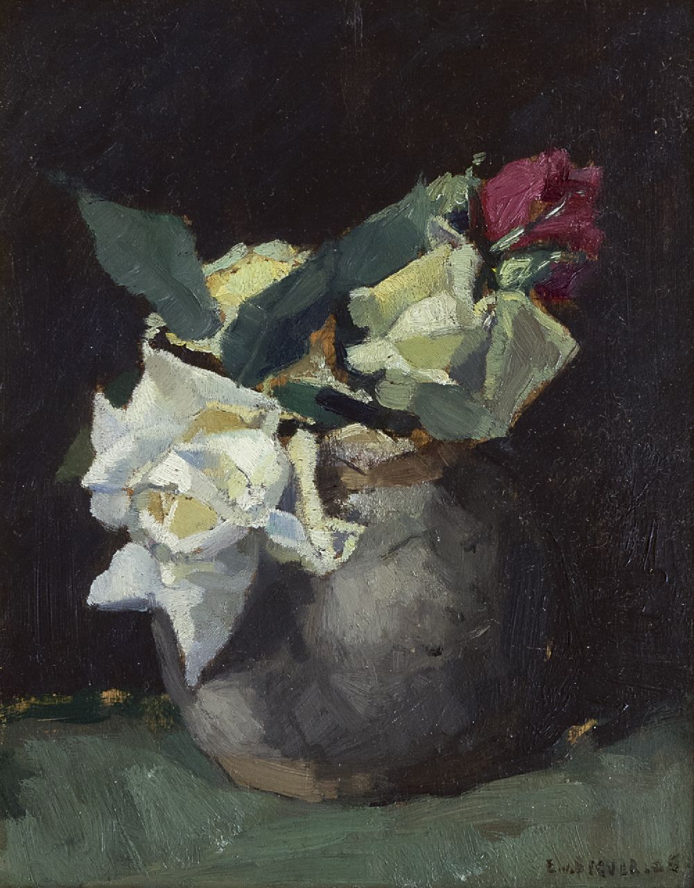 Beever E.S. van | 'Emanuël' Samson van Beever, Rozen, olieverf op paneel 24,0 x 18,7 cm, gesigneerd rechtsonder