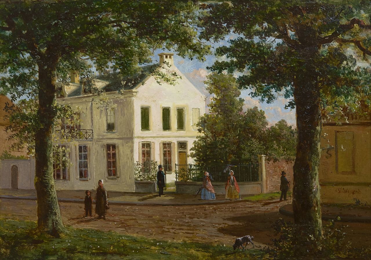Soeterik T. | Theodoor Soeterik, Wandelaars op de Maliebaan in Utrecht, olieverf op paneel 25,0 x 35,2 cm, gesigneerd rechtsonder Soeterik T. | Theodoor Soeterik, Wandelaars op de Maliebaan in Utrecht, olieverf op paneel 25,0 x 35,2 cm, gesigneerd rechtsonder