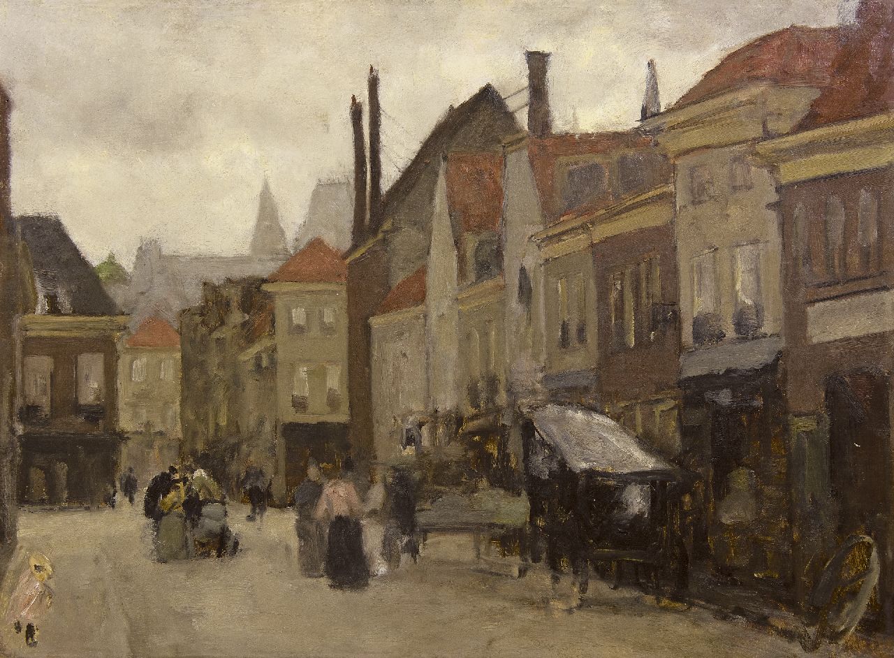 Arntzenius P.F.N.J.  | Pieter Florentius Nicolaas Jacobus 'Floris' Arntzenius, De Grote Markt in Den Haag, olieverf op doek op board 45,2 x 60,8 cm