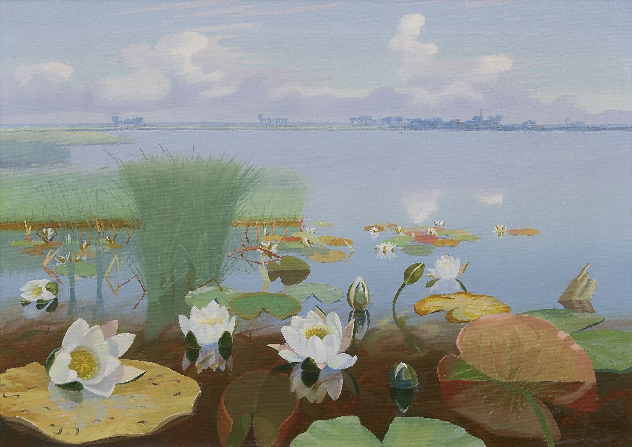 Smorenberg D. | Dirk Smorenberg, Waterlelies in de Loosdrechtse Plassen, olieverf op doek 50,8 x 70,3 cm, gesigneerd rechtsonder Smorenberg D. | Dirk Smorenberg, Waterlelies in de Loosdrechtse Plassen, olieverf op doek 50,8 x 70,3 cm, gesigneerd rechtsonder