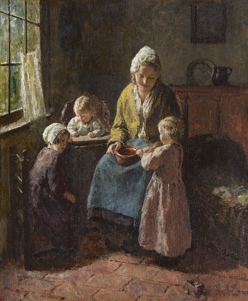 Pothast B.J.C. | 'Bernard' Jean Corneille Pothast, Kersen eten, olieverf op doek 60,4 x 50,3 cm, gesigneerd rechtsonder Pothast B.J.C. | 'Bernard' Jean Corneille Pothast, Kersen eten, olieverf op doek 60,4 x 50,3 cm, gesigneerd rechtsonder