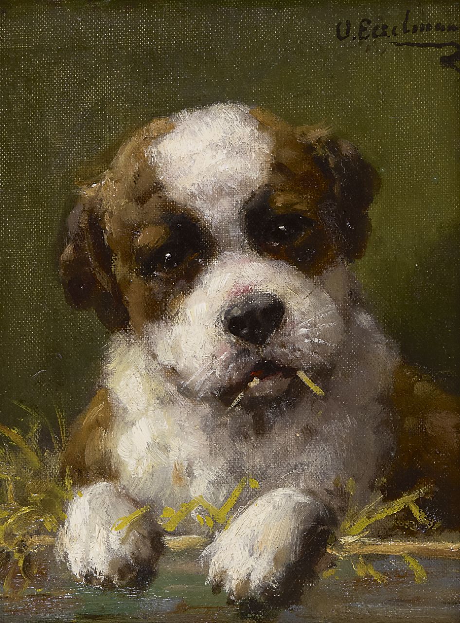 Eerelman O. | Otto Eerelman, Sint-Bernardpup, olieverf op schildersboard 23,8 x 18,8 cm, gesigneerd rechtsboven Eerelman O. | Otto Eerelman, Sint-Bernardpup, olieverf op schildersboard 23,8 x 18,8 cm, gesigneerd rechtsboven